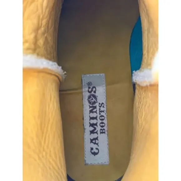 Caminos 14" Tall White Leather Western Boot US Mens 11.5 #0135C Made In Mexico - Picture 11 of 16